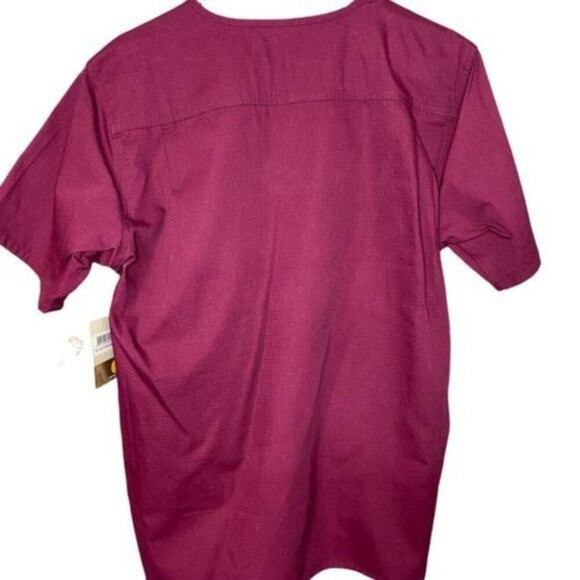 CARHARRT NWT Men's Ripstop Maroon Short Sleeve V Neck Scrub Top Size‎ Small - Picture 2 of 5